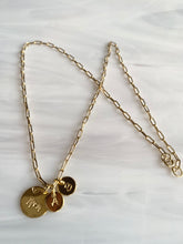 Load image into Gallery viewer, Personalized Gold disc necklace on 18k gold plated sterling silver chain
