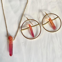 Load image into Gallery viewer, Red and Orange Aura AB Raw Crystal Quartz Point Set
