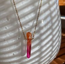 Load image into Gallery viewer, Red and Orange Aura AB Raw Crystal Quartz Point Set
